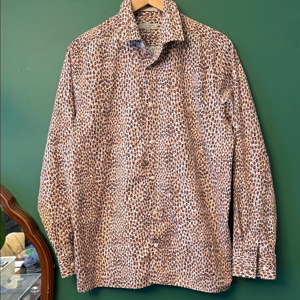Ted Baker London Dunston Retro Dot Mens 4 Large Woven Shirt Modern Classic